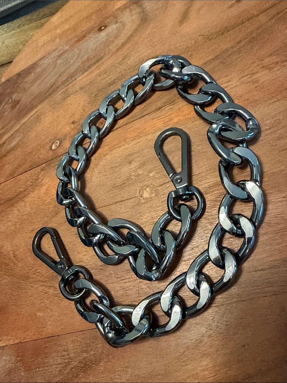 24” Gunmetal Chain Strap for Bags - Detachable Heavy-Link Shoulder Strap